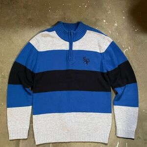 South Pole Blue and Black Striped Zip-Up Sweater
